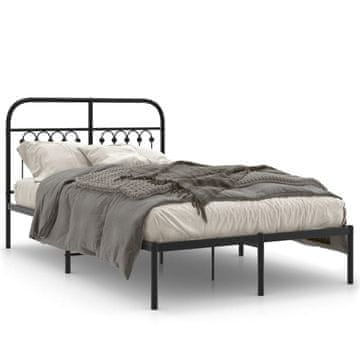 Vidaxl Metalni okvir kreveta s uzglavljem crni 120x200 cm