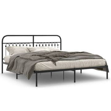 Vidaxl Metalni okvir kreveta s uzglavljem crni 183x213 cm