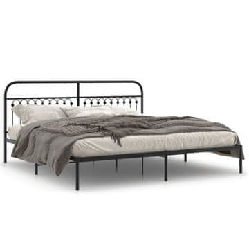 Vidaxl Metalni okvir kreveta s uzglavljem crni 193x203 cm