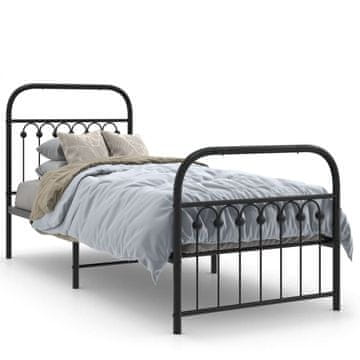 Vidaxl Metalni okvir kreveta s uzglavljem i podnožjem crni 75x190 cm