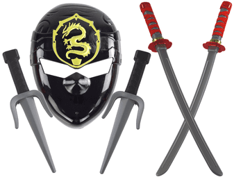 slomart Ninja ratnički set: maska, mačevi i bodeži s crvenim ukrasima