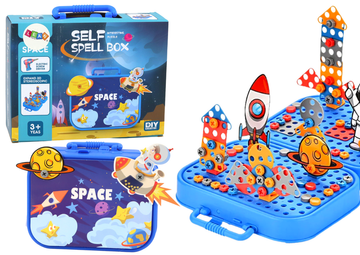 slomart LEAN TOYS Kofer s alatom i kockama za slaganje (228 el.) - Svemir