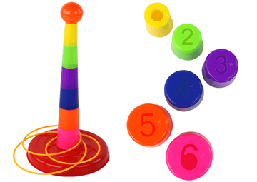 slomart LEAN TOYS Igra bacanja koluta s bazom i čašama