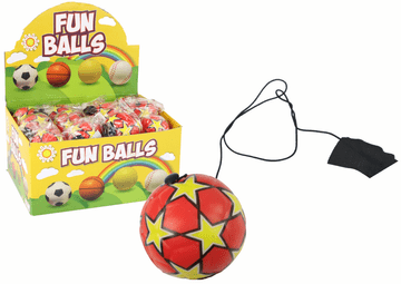 slomart LEAN TOYS PU nogometna lopta na gumici s čičkom (6 cm) - crvena sa zvjezdicama
