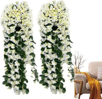 HOME & MARKER® Umjetno cvijeće, viseći cvjetni aranžman bijeli, dekorativni viseći šopek 4x72x77 cm | HANGROSE