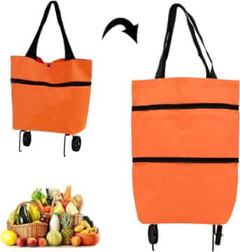 VIVVA® Sklopiva torba za kupovinu na kotačima, praktična i lagana za nošenje (narančasta) | FOLDNCARRY