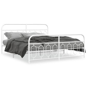 Vidaxl Metalni okvir kreveta s uzglavljem i podnožjem bijeli 183x213 cm