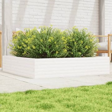 Vidaxl Vrtna žardinjera bijela 110x110x23 cm masivno borovo drvo