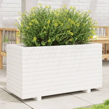 Vidaxl Vrtna žardinjera bijela 90x40x49,5 cm masivni borov drvo