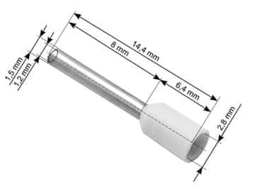 slomart Blow 43-065# Izolirani konektor tuljak 0,75/8 mm, bijeli, 100 kom.