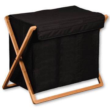 Kesper KESPER košara za rublje s poklopcem 3 odjeljka bambus okvir crna 69x56,5x33 cm