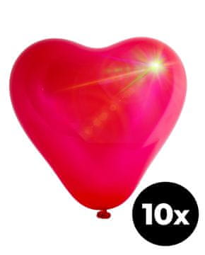 Aga4Kids Lateks balon Srce s LED diodom Crveni 25 cm 10 kom
