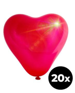 Aga4Kids Lateks balon Srce s LED diodom Crveni 25 cm 20 kom