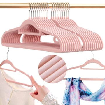 Severno Set MAGIC VELVET baršunastih vješalica, 20 kom., ružičaste