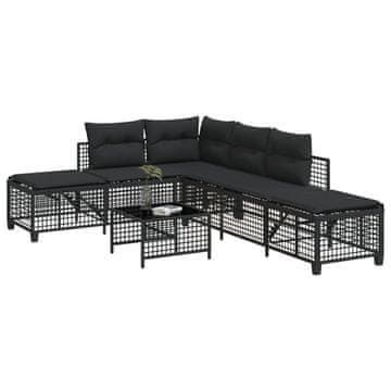 Vidaxl 3-dijelni kutni vrtni set s jastucima, crni