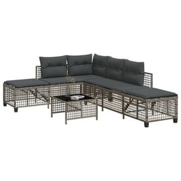 Vidaxl Kutna vrtna sofa od 3 dijela s jastucima, siva, poli ratan