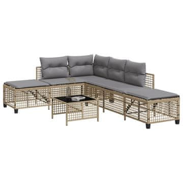 Vidaxl Kutna vrtna sofa od 3 dijela s jastucima, miješano bež boje