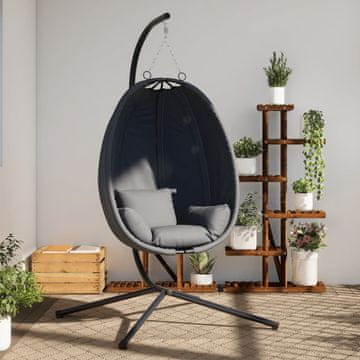 Vidaxl Cocoon viseća stolica s postoljem, antracit, tkanina i čelik