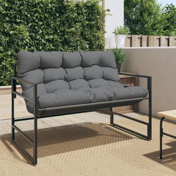 Vidaxl Vrtna klupa s jastukom, antracit, 113 cm, čelik