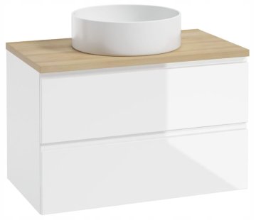 Deftrans Zidni kupaonski ormarić 100x50cm set s radnom pločom i okruglim umivaonikom bijeli Modus