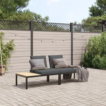 Vidaxl Vrtni namještaj od 2 dijela s jastucima, crni aluminij