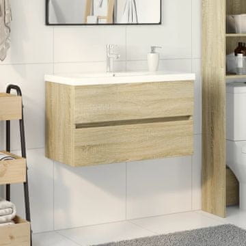 Vidaxl Dvodijelni kupaonski set, keramika i materijal na bazi drveta