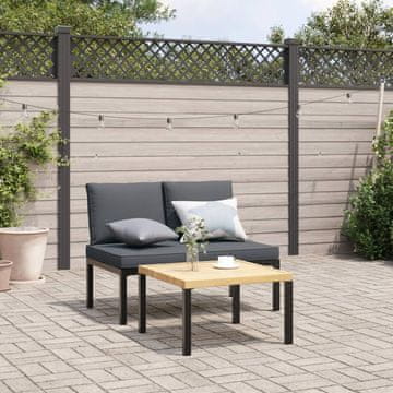 Vidaxl Vrtni namještaj od 2 dijela s jastucima, crni aluminij