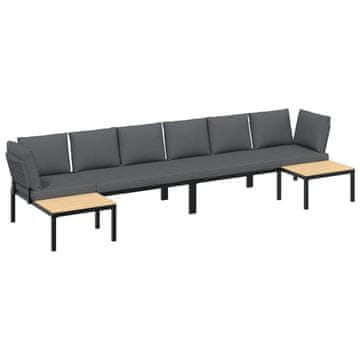 Vidaxl 4-dijelni set vrtnih sofa s jastucima crni aluminijski