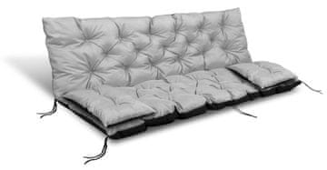 AIO FACTORY Vrtna blazina 120x60x50 cm + 2 blazine za gugalnico, vodootporna, svijetlo siva