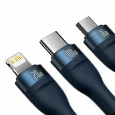 BASEUS kabel za punjenje TypeC 3u1 Lightning TypeC/Micro 100W PD 1,5 m plavi