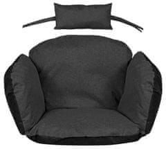 AIO FACTORY Vrtna blazina 112x113 cm za viseči stol, štorkljino gnezdo, vodootporna, crna