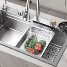 Netscroll Višenamjenski sudoper SinkLux, srebrni, od nehrđajućeg čelika, s izvlačnom pipom, 3 načina mlaza, ispiračem čaša, dozatorom sapuna, daskom i dodatnim posudama, SinkLux, srebrna