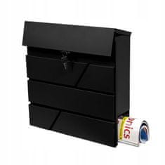 Dexxer Moderan vodootporan poštanski sandučić s otvorom za novine crni X4