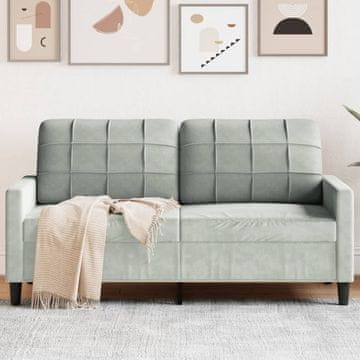 Vidaxl Dvosjed Sofa Svijetlo siva 140 cm Presvučena baršunom