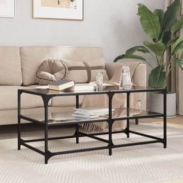 Vidaxl Klub stolić s crnom staklenom pločom 98,5 x 50 x 45 cm čelik
