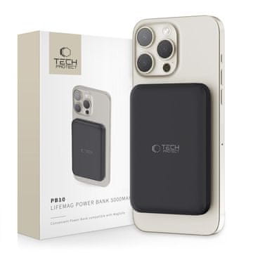 Tech-protect PB10 LifeMag MagSafe Power Bank 5000mAh, crno