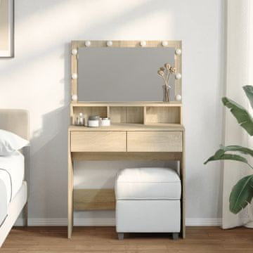 Vidaxl Toaletni stolić s LED svjetlima, hrast sonoma, 80x41x134,5 cm