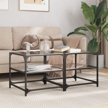 Vidaxl Klub stolići s crnom staklenom pločom, set od 2, 50x50x45 cm