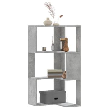 Vidaxl Kutna polica s 3 razine, betonsko-siva 50x50x102 cm
