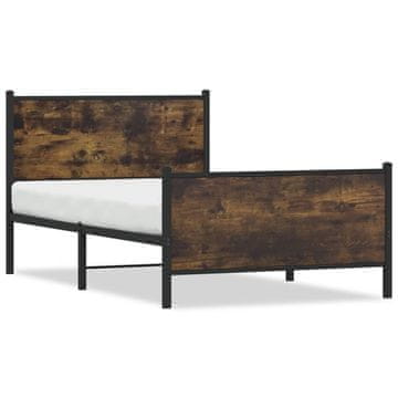 Vidaxl Metalni okvir kreveta bez madraca dimljeni hrast 107x203 cm