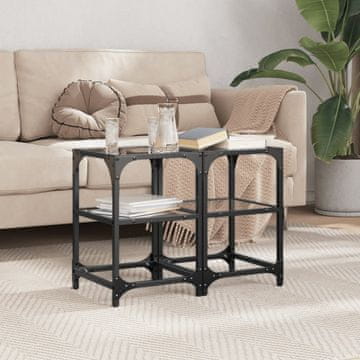 Vidaxl Klub stolići s crnom staklenom pločom, set od 2, 30x30x45 cm
