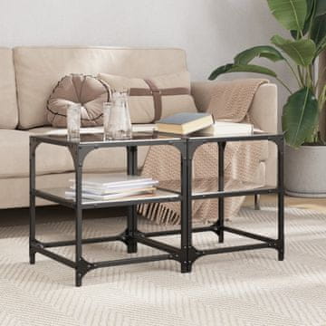 Vidaxl Klub stolići s crnom staklenom pločom, set od 2, 40x40x45 cm