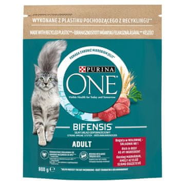 slomart Purina One Bifensis Adult bogata s govedinom i cjelovitim žitaricama - suha hrana za mačke - 800 g