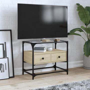 Vidaxl TV ormarić sa staklenom pločom, hrast Sonoma, 60x35x51 cm