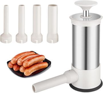 HOME & MARKER® Komplet za punjenje kobasica s 4 nastavka, kućna izrada od nehrđajućeg čelika | STUFFTASTIC