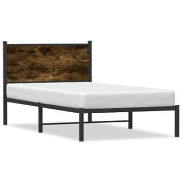 Vidaxl Metalni okvir kreveta bez madraca dimljeni hrast 107x203 cm