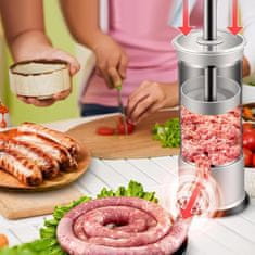 HOME & MARKER® Komplet za punjenje kobasica s 4 nastavka, kućna izrada od nehrđajućeg čelika | STUFFTASTIC