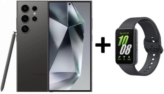 Samsung komplet Galaxy S24 Ultra (S928) pametni telefon, 256 GB, crna + Galaxy Fit 3 pametna narukvica, siva (SM-R390NZAAEUE)