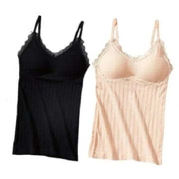 VIVVA® Majica s naramenicama i všitim grudnjakom, donja majica, univerzalna (2 komada, crna i bež) | COMFORTOPIA