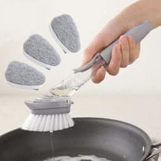 Netscroll Četka za čišćenje s dozatorom i izmjenjivim nastavcima set s 3 spužve za kuhinju i kupaonicu, PressClean